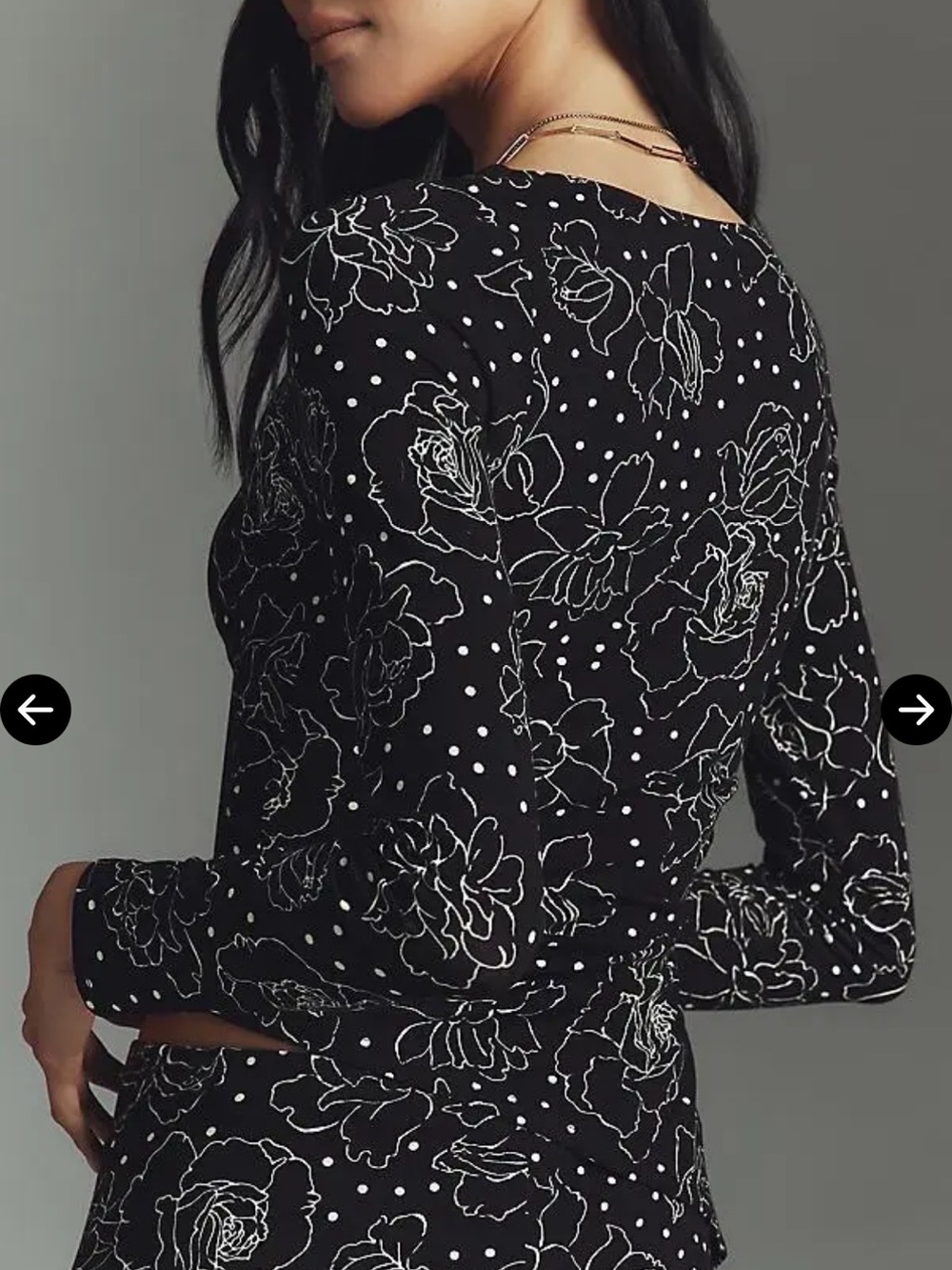 Lisa Says Gah Black Long-Sleeve Floral Print Top - Picture 7 of 8